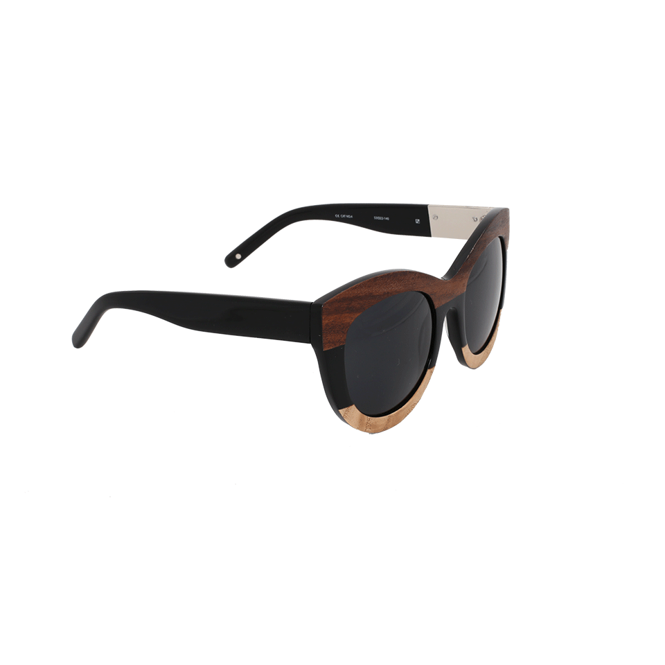 3.1 PHILLIP LIM-Silver Wood Sunglasses-BLACK