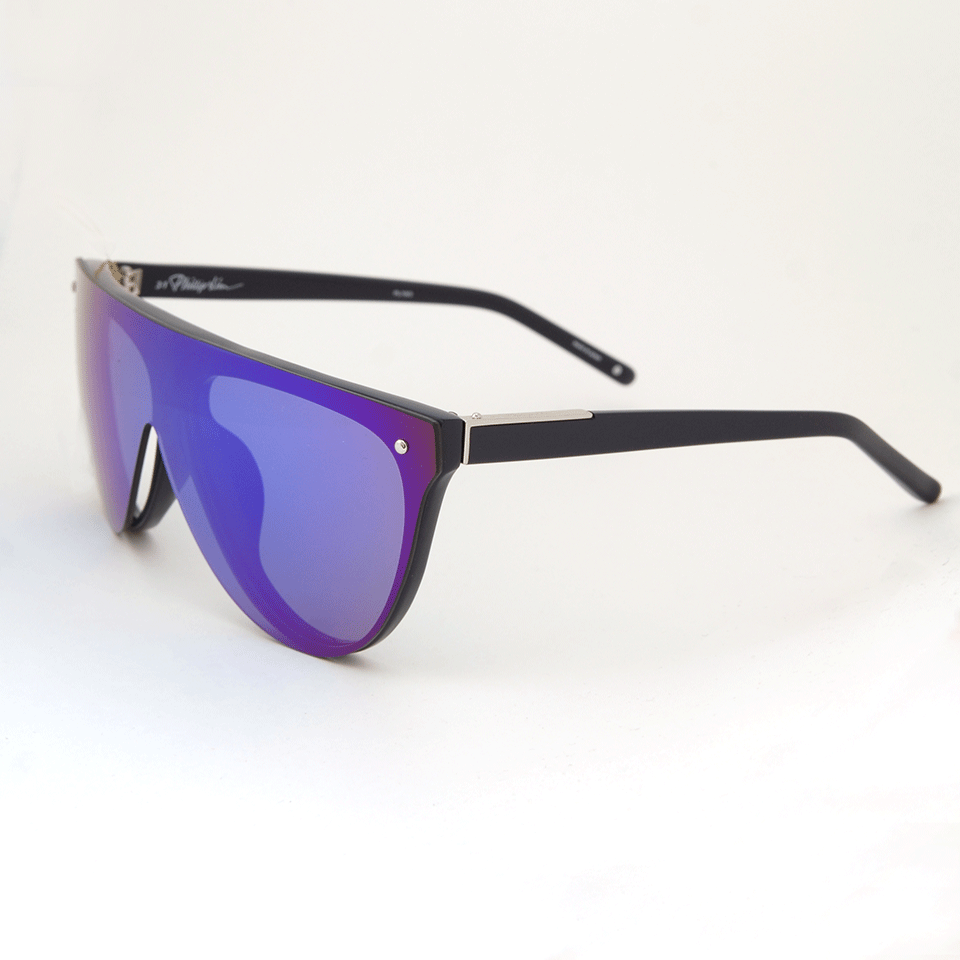 3.1 PHILLIP LIM-Striped Mirror Sunglasses-NAVY