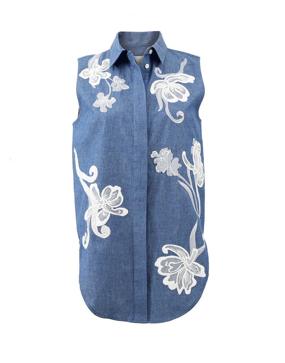 3.1 PHILLIP LIM-Embroidered Chambray Tank-