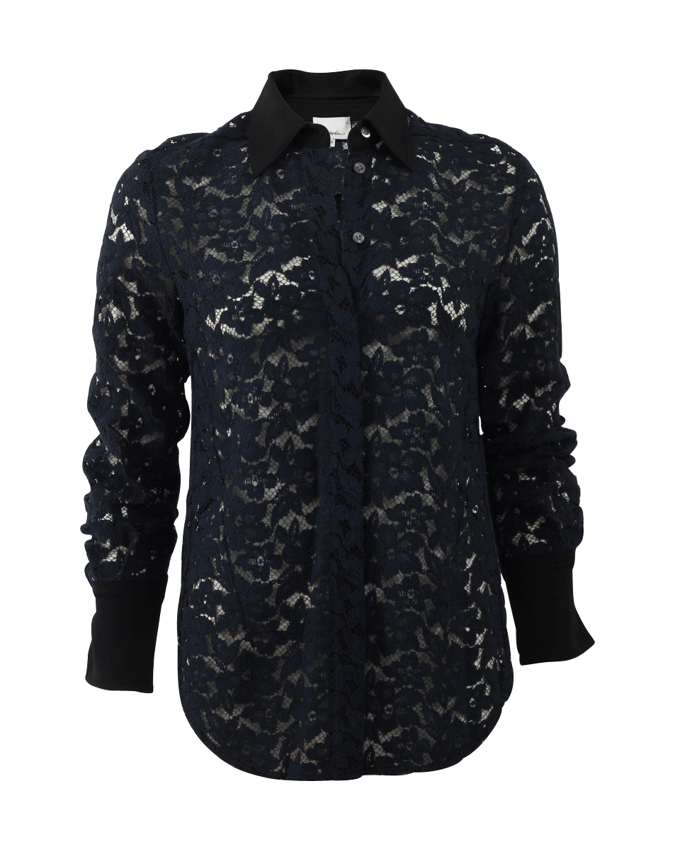 3.1 PHILLIP LIM-Silk And Lace Button Blouse-