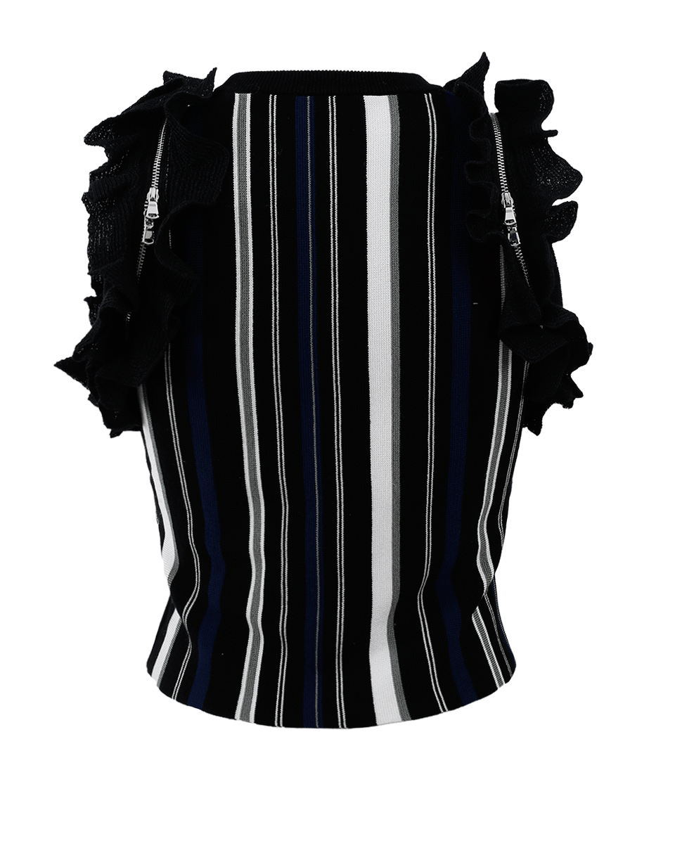 3.1 PHILLIP LIM-Striped Ruffled Sport Tank-