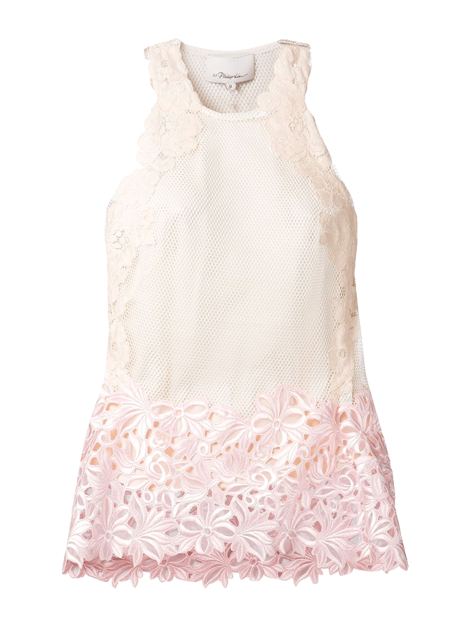 3.1 PHILLIP LIM-Tank With Floral Lace Sleeve Inserts-
