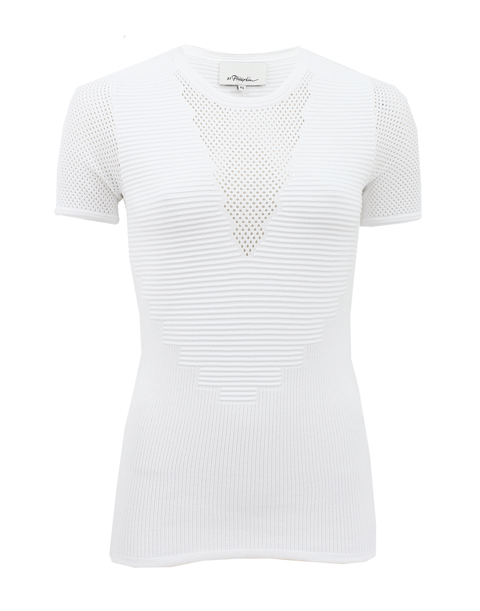 3.1 PHILLIP LIM-Short Sleeve Pullover With Mesh Inset-