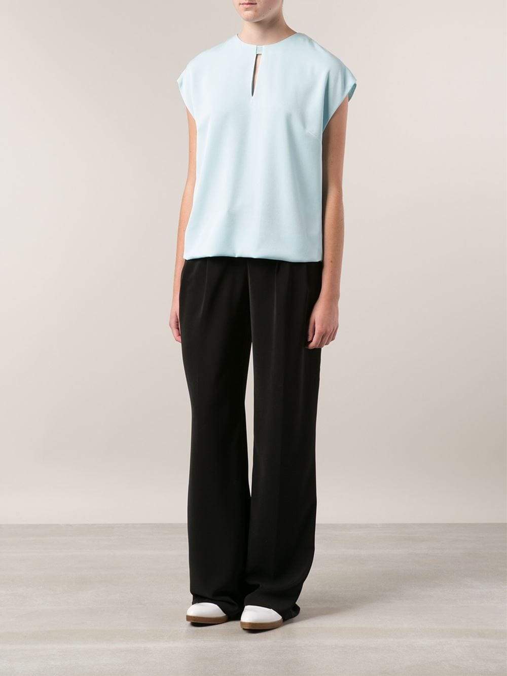 3.1 PHILLIP LIM-Draped Key Hole Top With Chiffon-