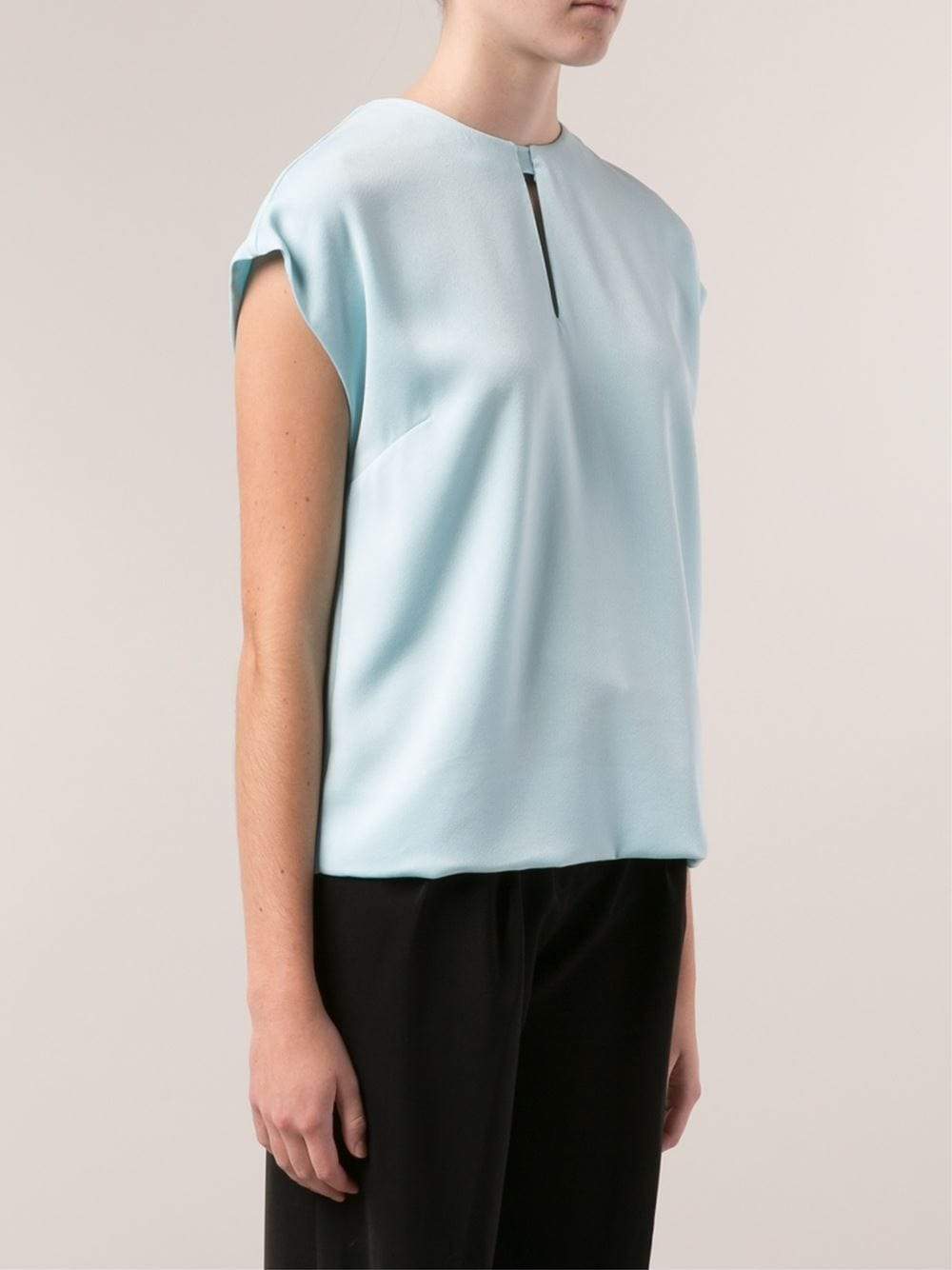 3.1 PHILLIP LIM-Draped Key Hole Top With Chiffon-