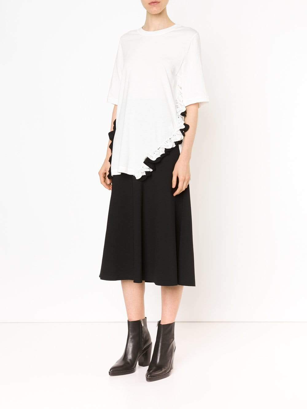 3.1 PHILLIP LIM-Crochet Ruffle Hem Tee-