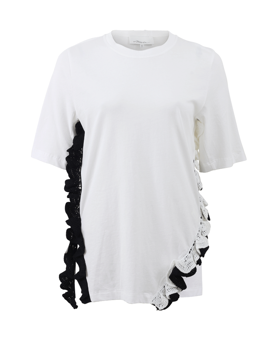 3.1 PHILLIP LIM-Crochet Ruffle Hem Tee-