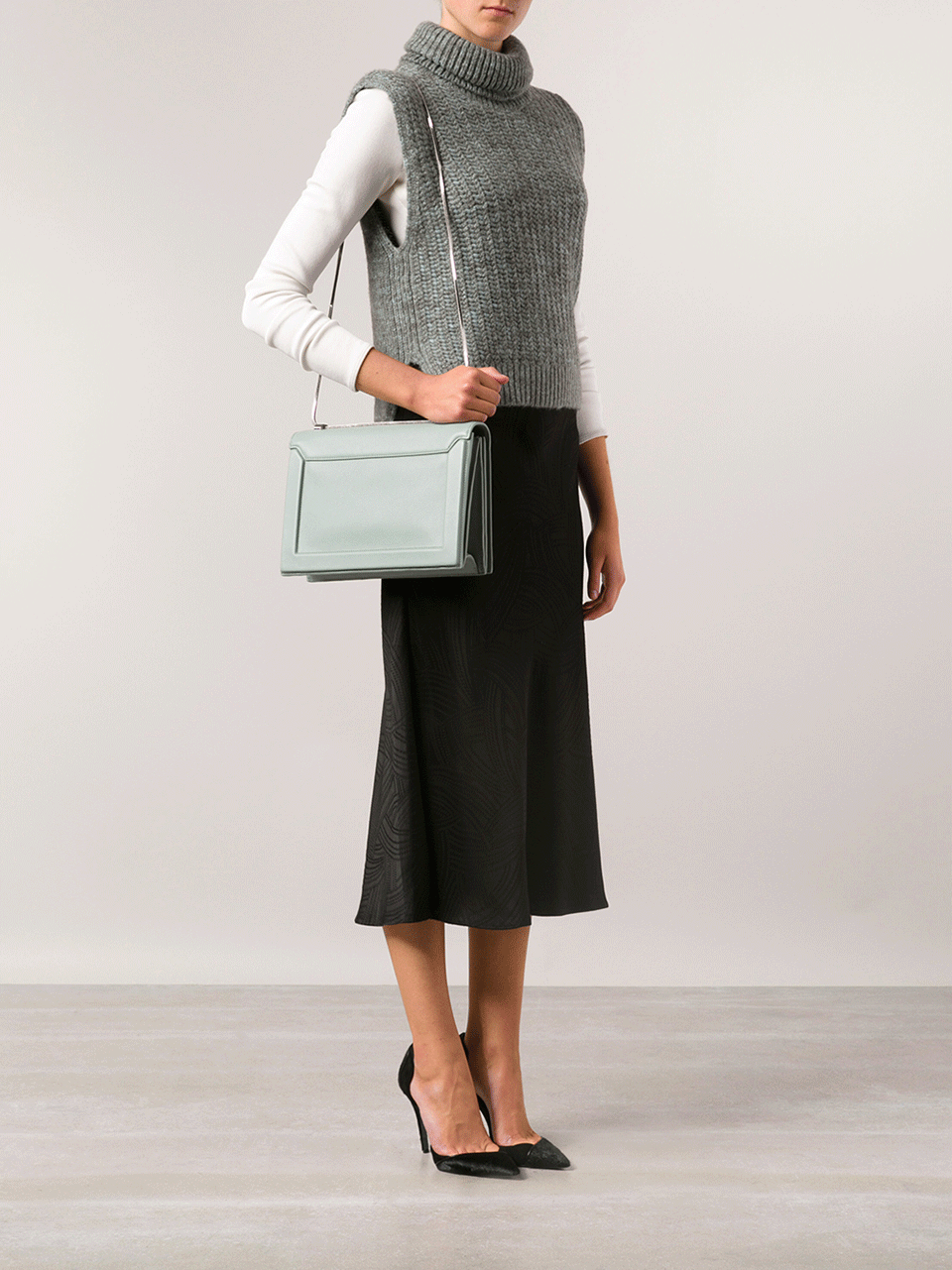 3.1 PHILLIP LIM-Soliel East West Flap Shoulder Bag-FROST