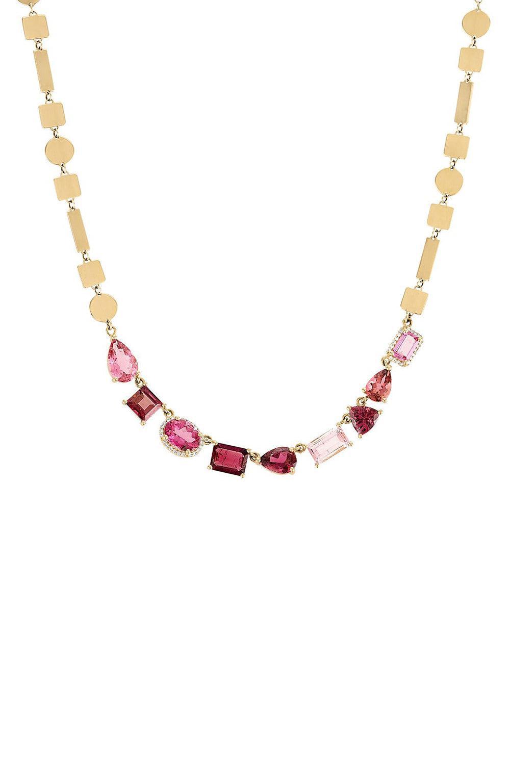 Pink Rock Candy Shapes Necklace-YELLOW GOLD-18-JEWELRYFINE JEWELNECKLACE O-EDEN PRESLEY