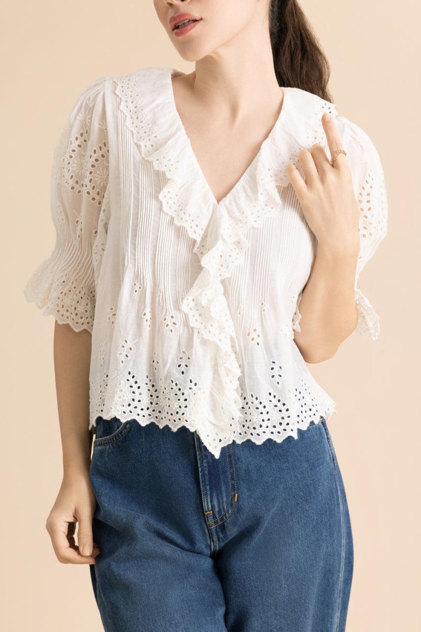 Henri Top - Salt Eyelet-CREAM-XS-CLOTHINGTOPBLOUSE-DOEN