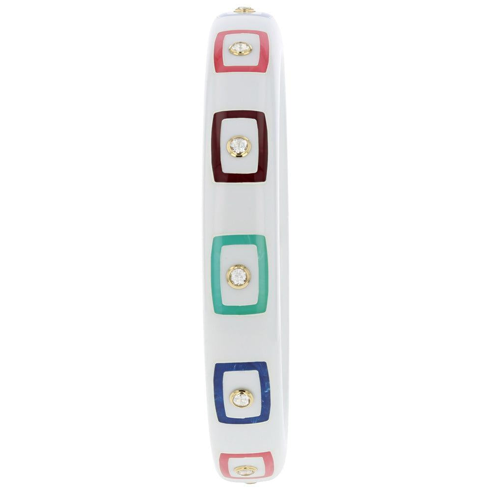 White Topaz Pink Orange Bakelite Bangle-YELLOW GOLD-JEWELRYFINE JEWELBRACELET O-MARK DAVIS