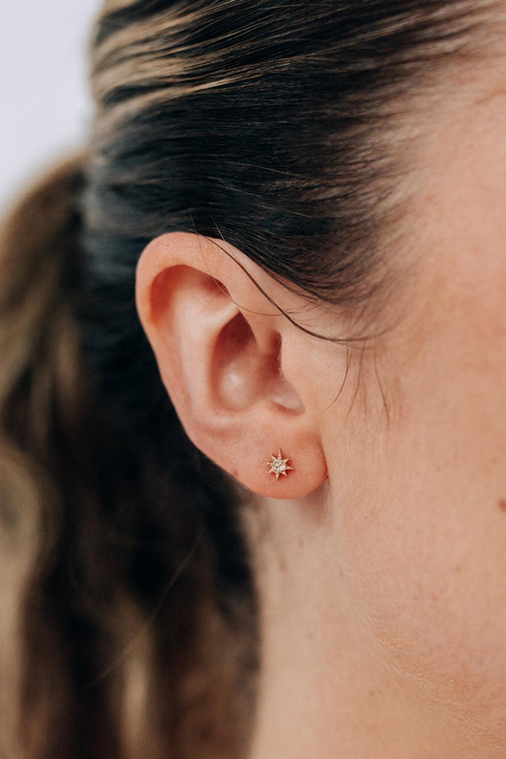 Diamond Mini North Star Ear End-YELLOW GOLD-JEWELRYFINE JEWELPIERCING-ANZIE