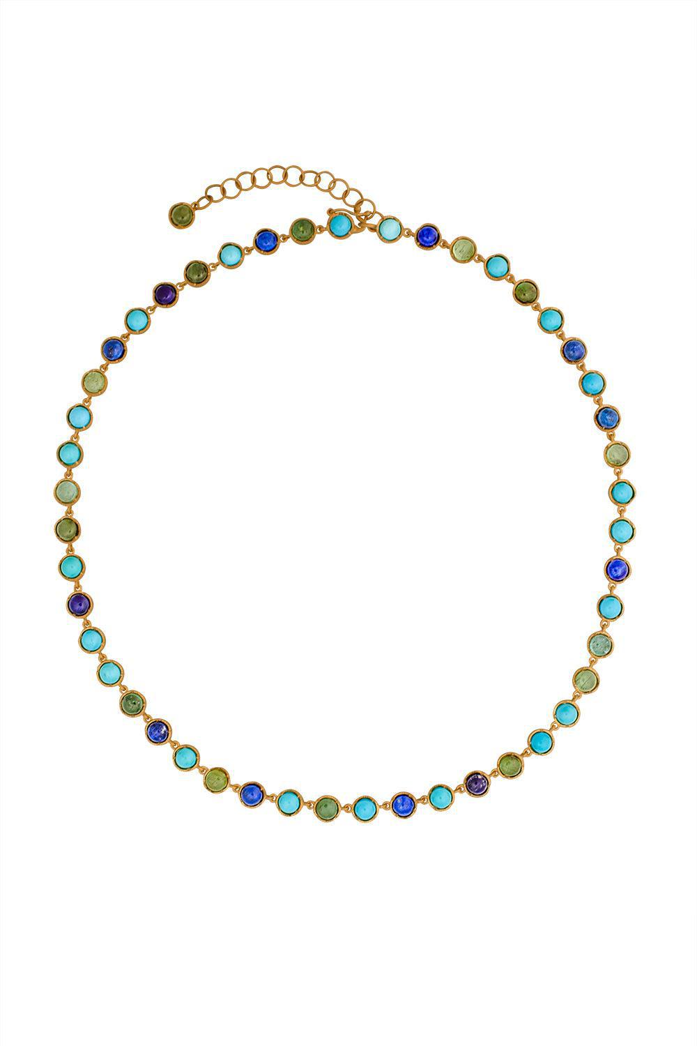 Small Classic Link Tourmaline Lapis Link Necklace-YELLOW GOLD-JEWELRYFINE JEWELNECKLACE O-IRENE NEUWIRTH JEWELRY