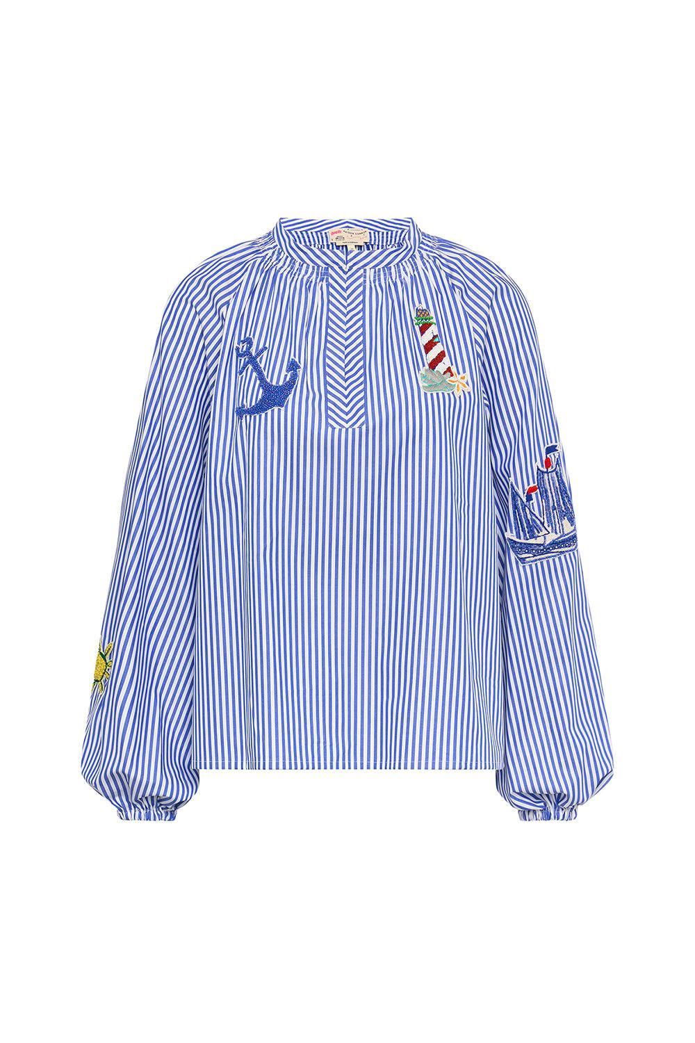 Emboidery Stripe Blouse