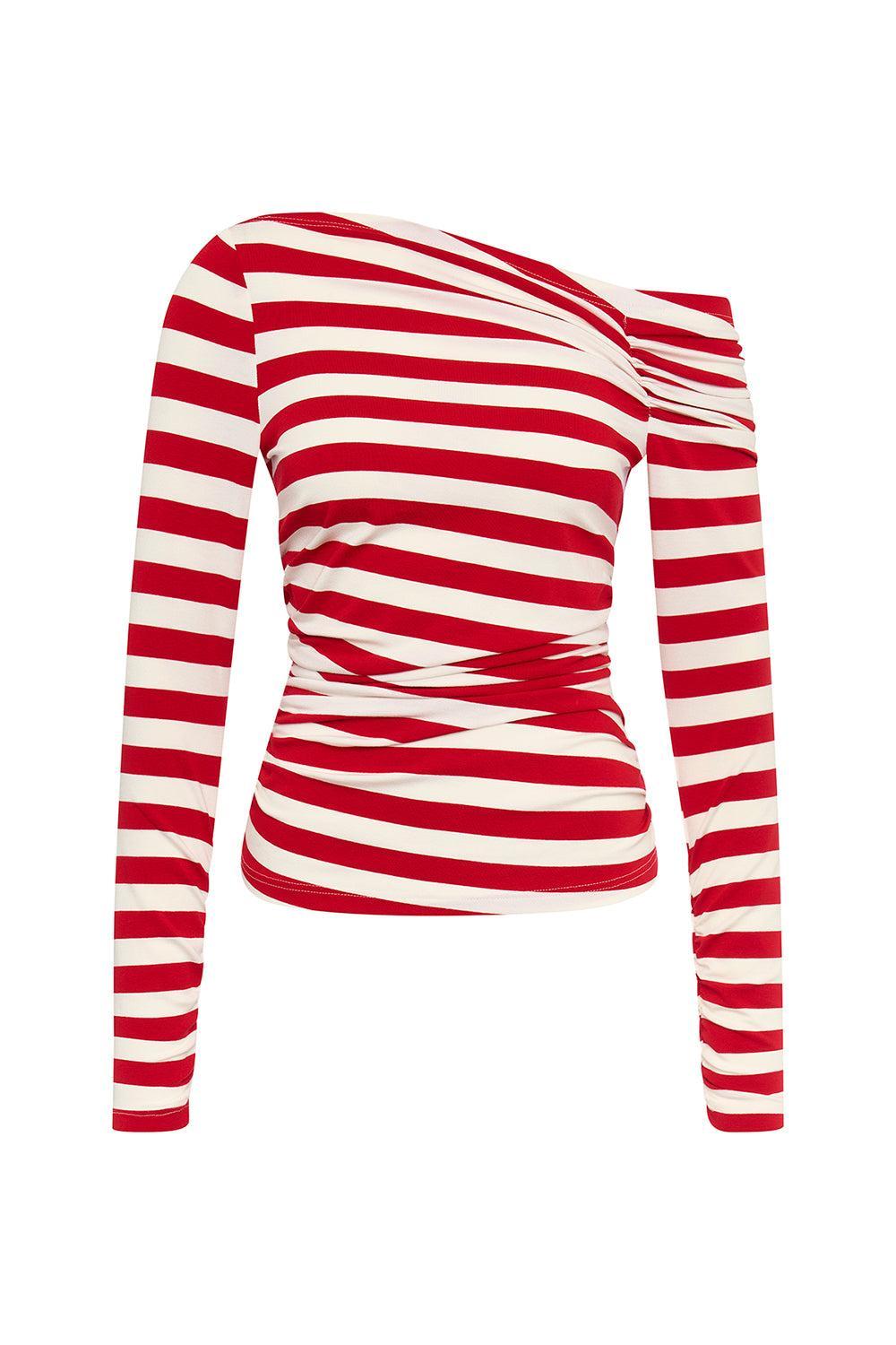 Stripe Tee - Red White-RED/WHT-34-CLOTHINGTOPT-SHIRT-MAISON COMMON