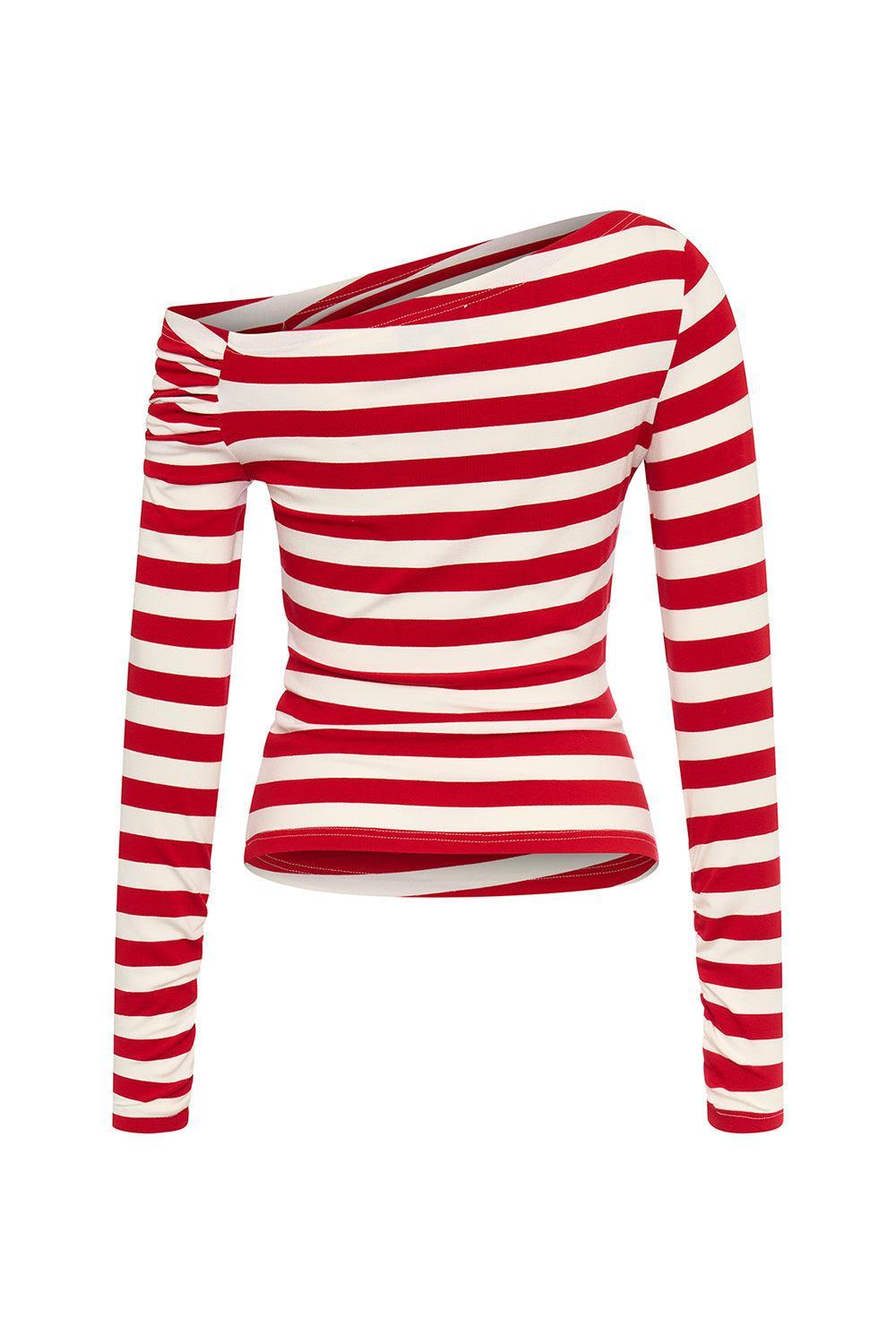 Stripe Tee - Red White-RED/WHT-34-CLOTHINGTOPT-SHIRT-MAISON COMMON