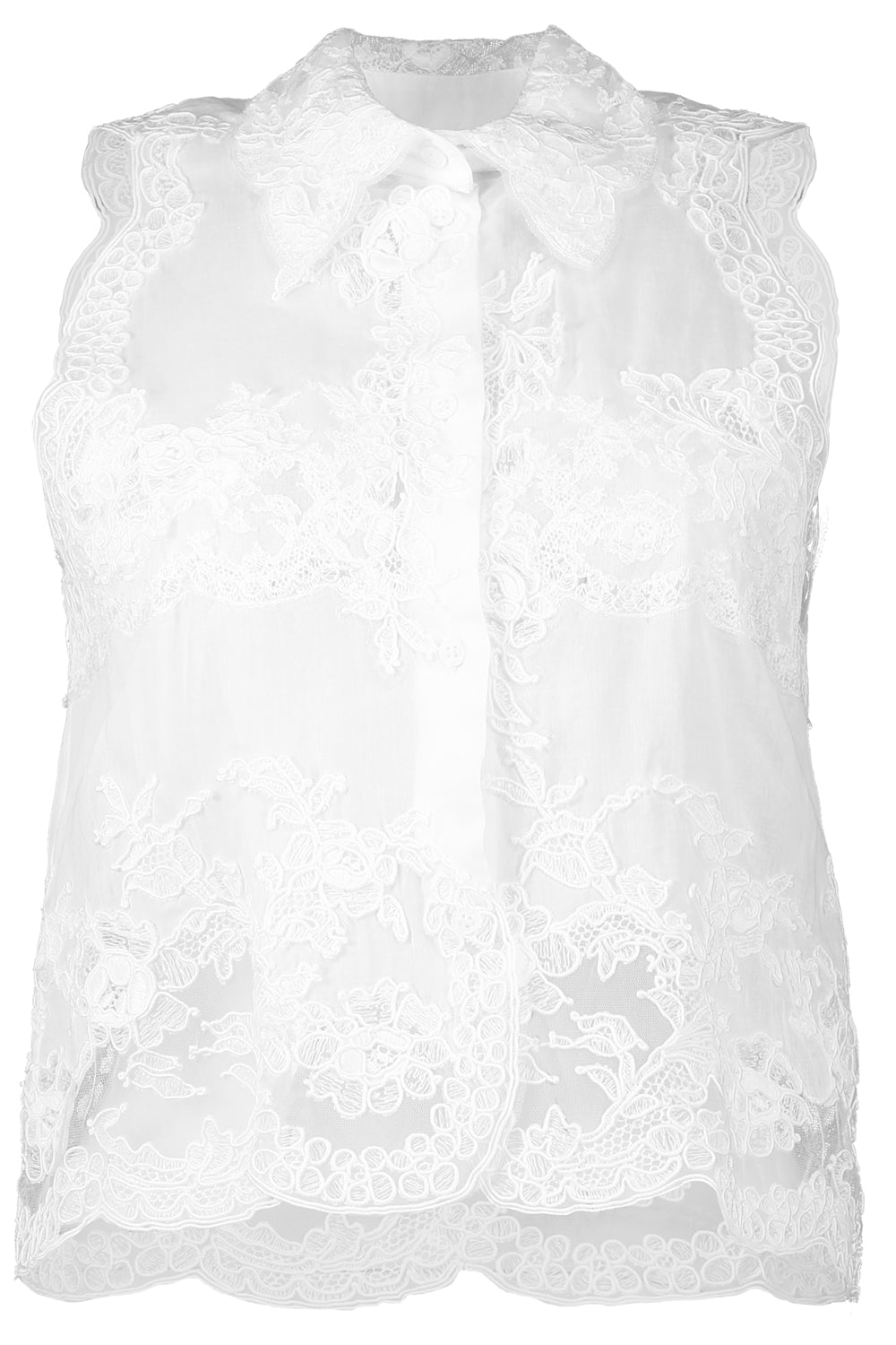 Sleeveless Embroidered Blouse-BRT WHT-40-CLOTHINGTOPBLOUSE-ERMANNO SCERVINO