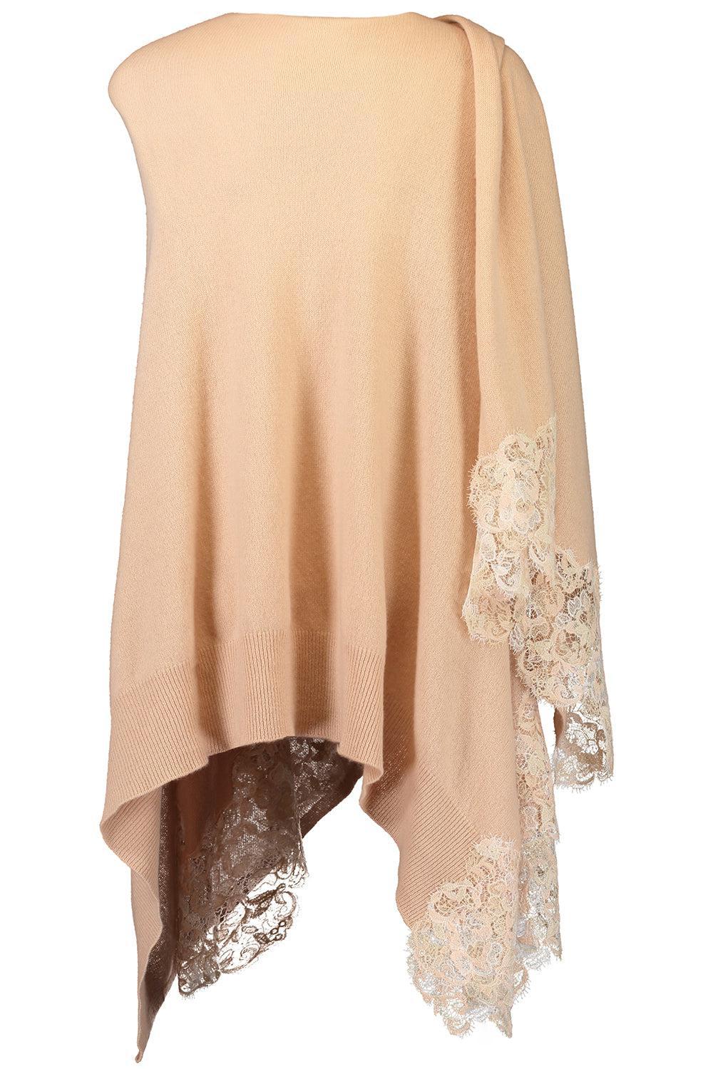 Embroidered Poncho - Tawny Brown-TAWNYBRN-O/S-CLOTHINGTOPPONCHO-ERMANNO SCERVINO