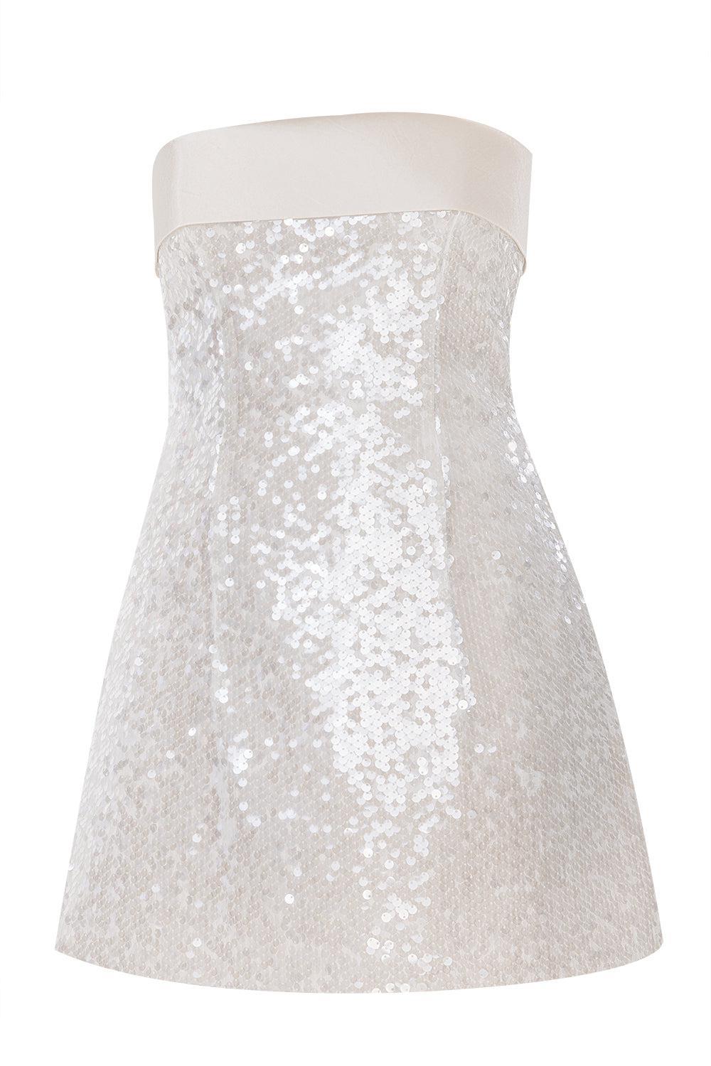 Strapless Sequin Mini Dress-IVORY-38-CLOTHINGDRESSCOCKTAIL-PHILOSOPHY
