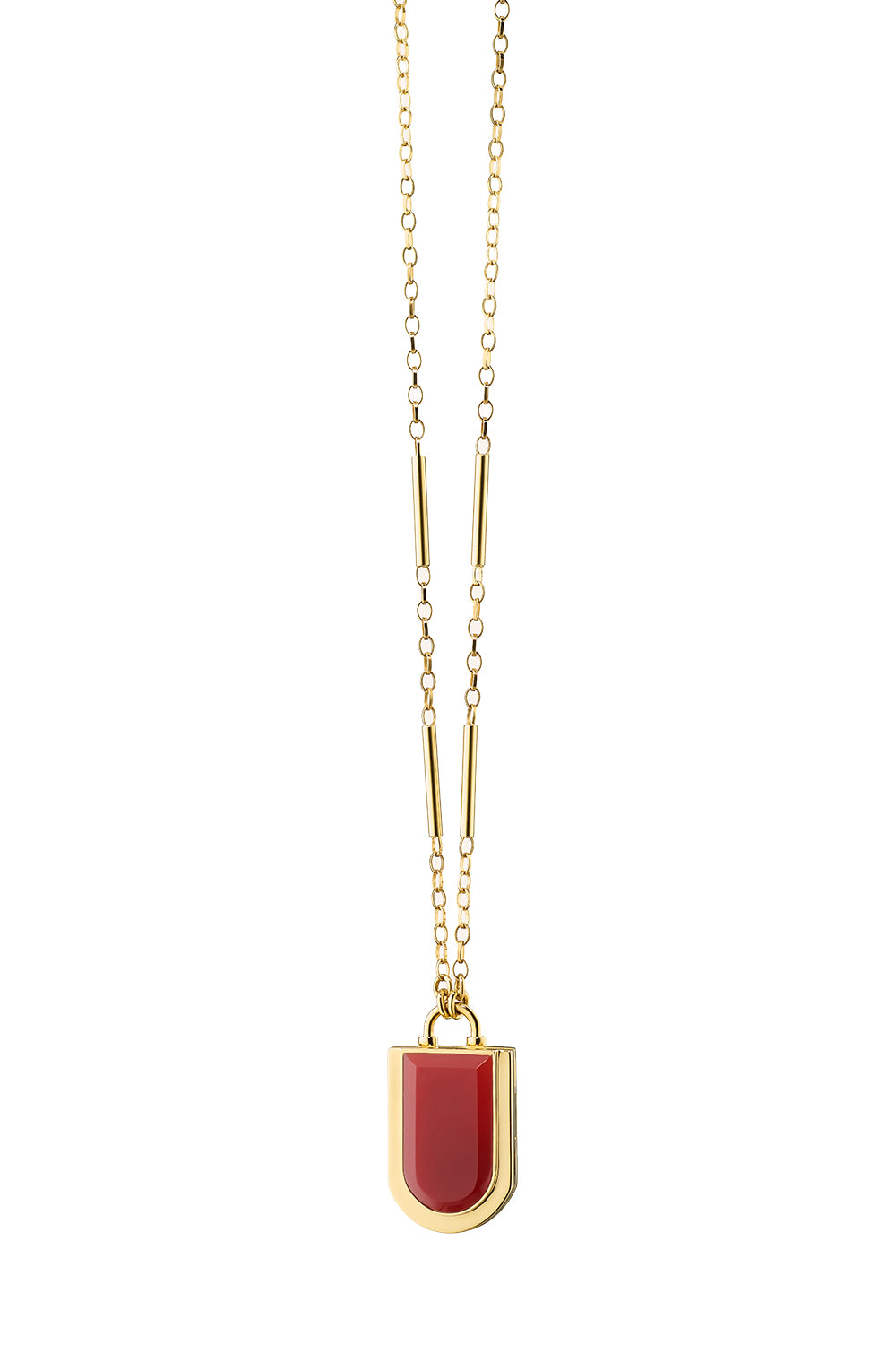 Carnelian Deco Locket Necklace