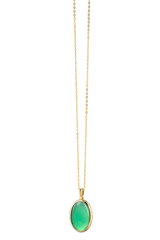 Green Agate Amelia Locket Necklace-YELLOW GOLD-17-JEWELRYFINE JEWELNECKLACE O-MONICA RICH KOSANN