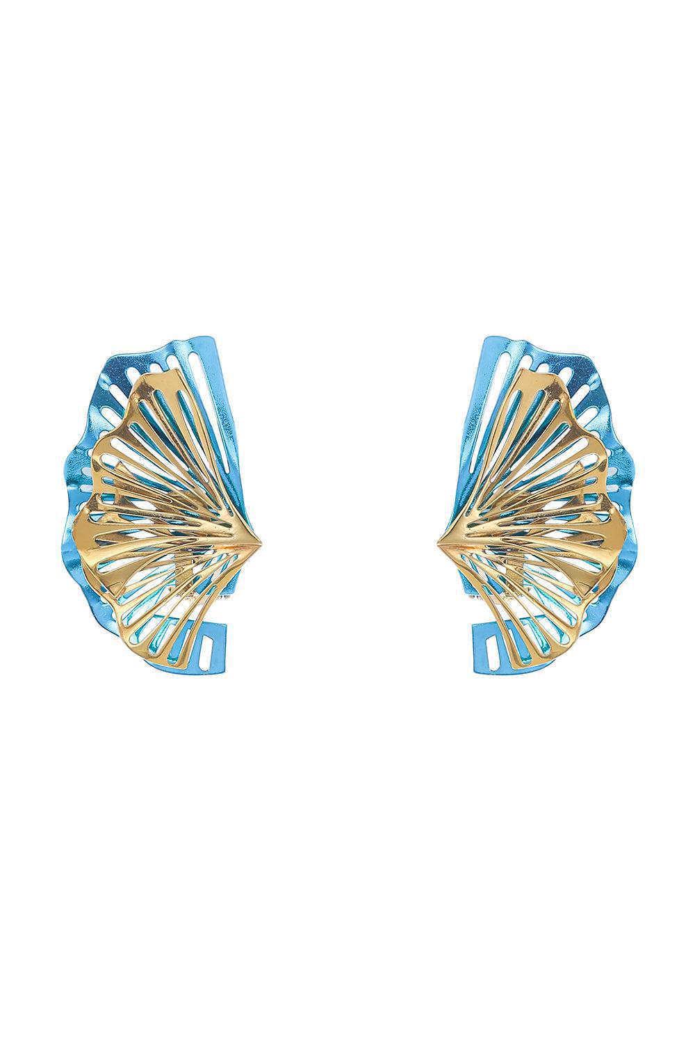 Turquoise Nouveau Earrings-YELLOW GOLD-JEWELRYFINE JEWELEARRING-CAROL KAUFFMANN