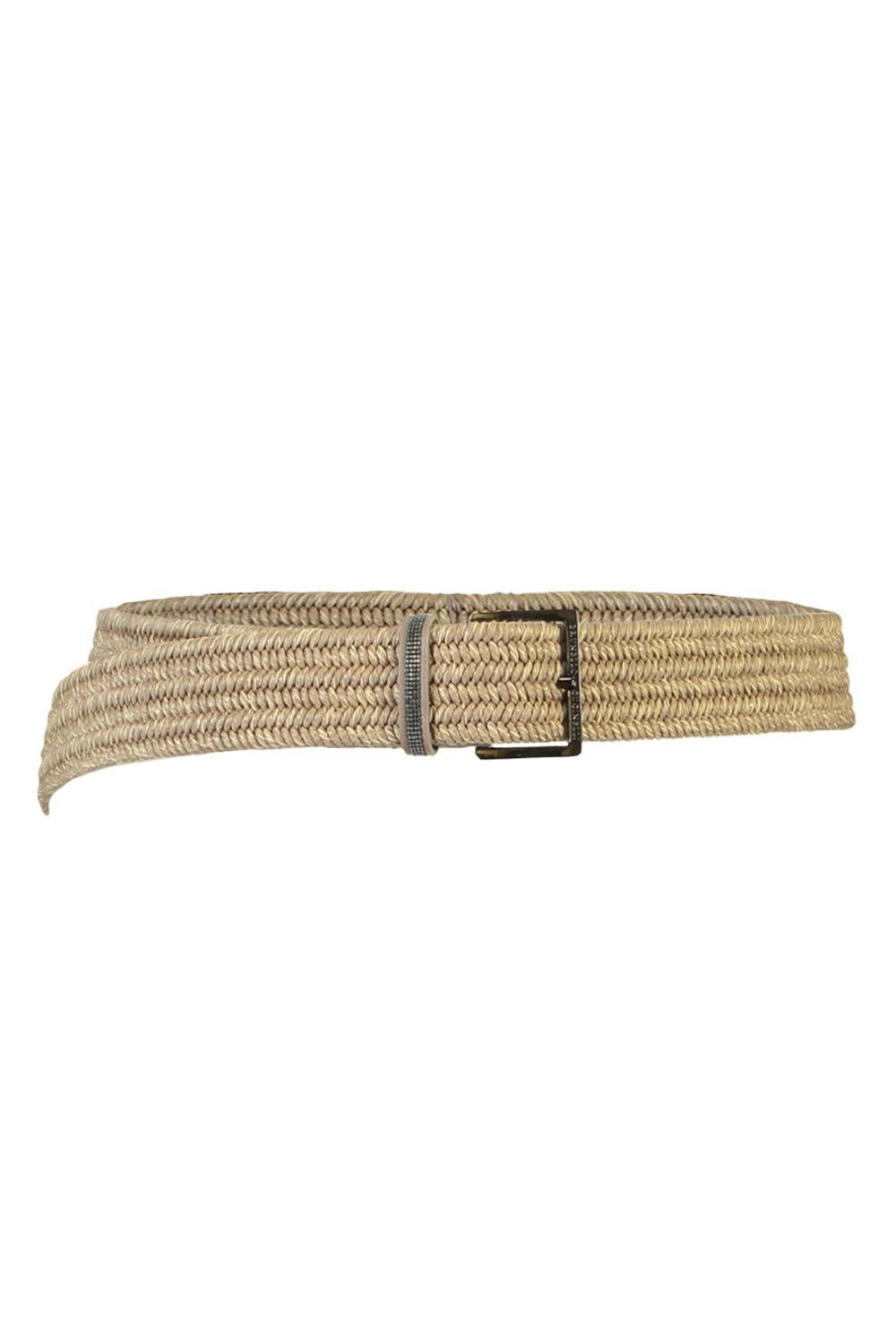 Shiny Loop Belt-RAFFIA BEIGE-S-ACCESSORIEBELTS-BRUNELLO CUCINELLI