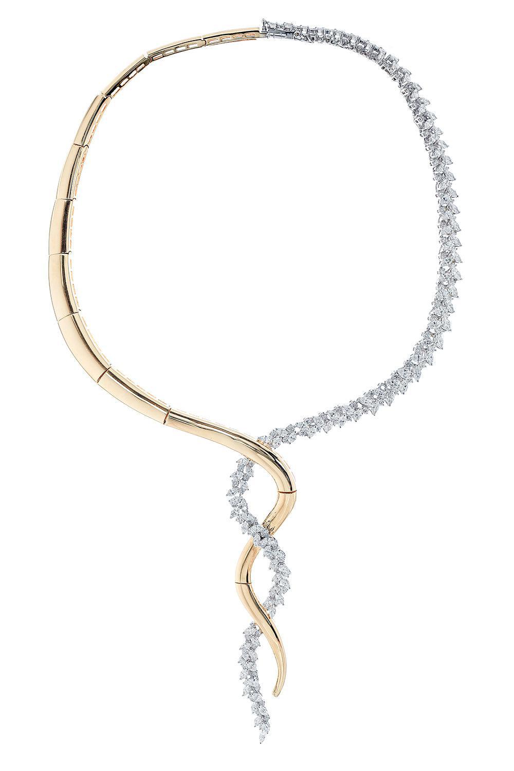 Golden Strada Diamond Twisted Necklace-YELLOW GOLD-JEWELRYFINE JEWELNECKLACE O-YEPREM JEWELLERY