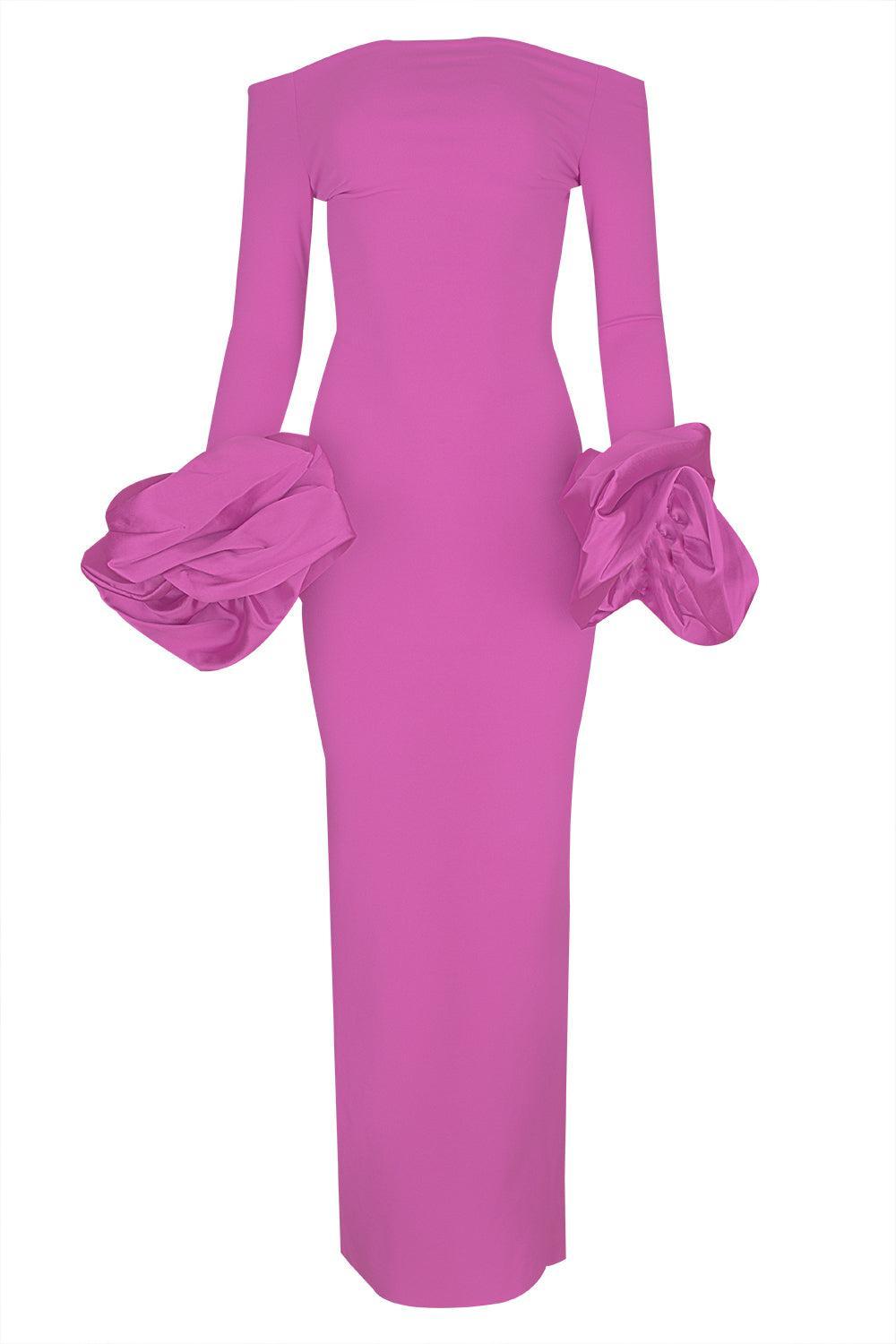 Talia Maxi Dress-BERRY PINK-2-CLOTHINGDRESSGOWN-SOLACE LONDON