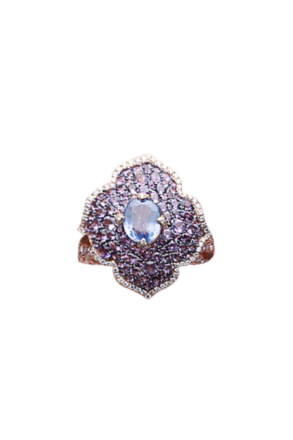 Large Pasha Sapphire Amethyst Ring-ROSE GOLD-6.75-JEWELRYFINE JEWELRING-PIRANESI