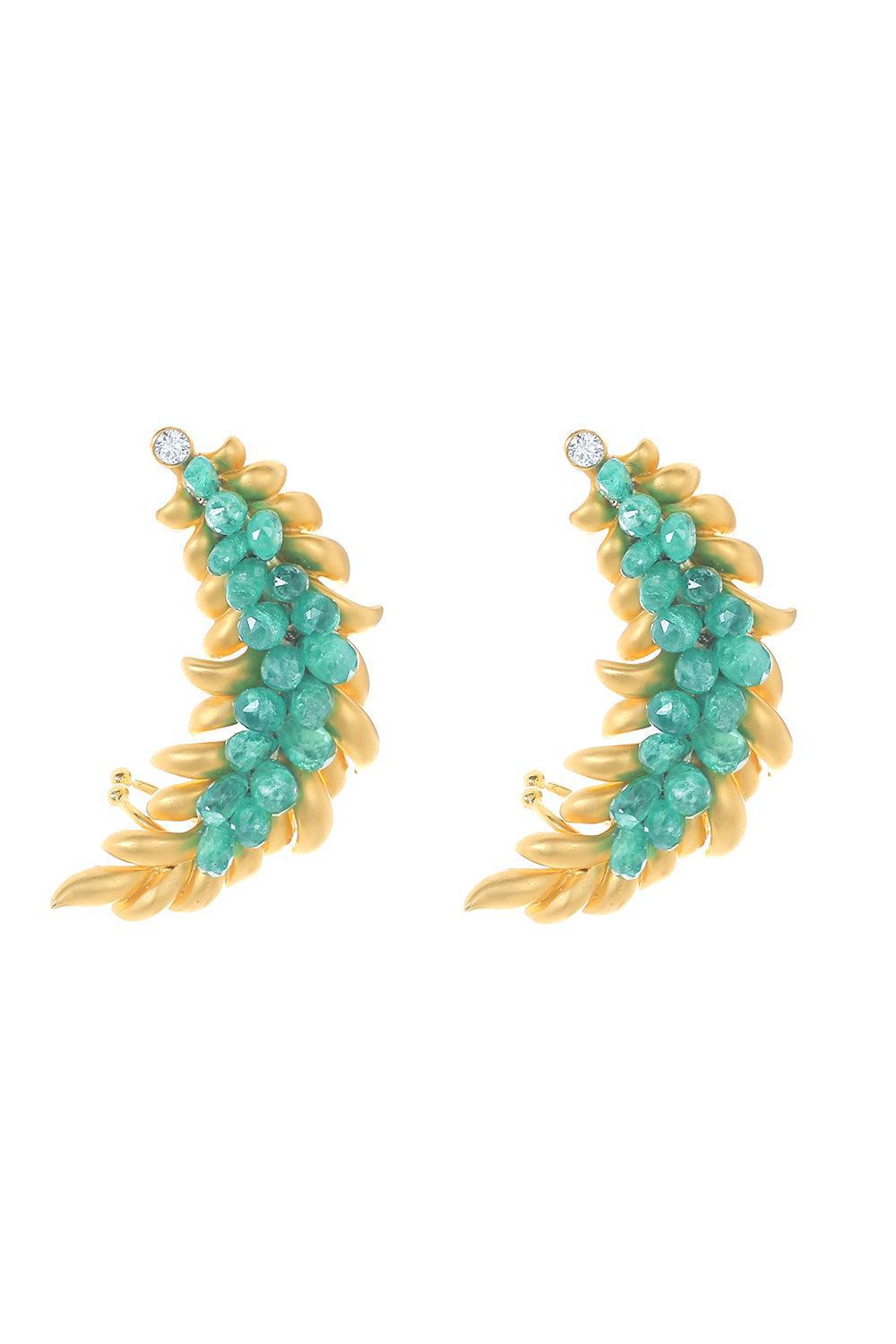 Briolette Emerald Earrings-YELLOW GOLD-JEWELRYFINE JEWELEARRING-PIRANESI