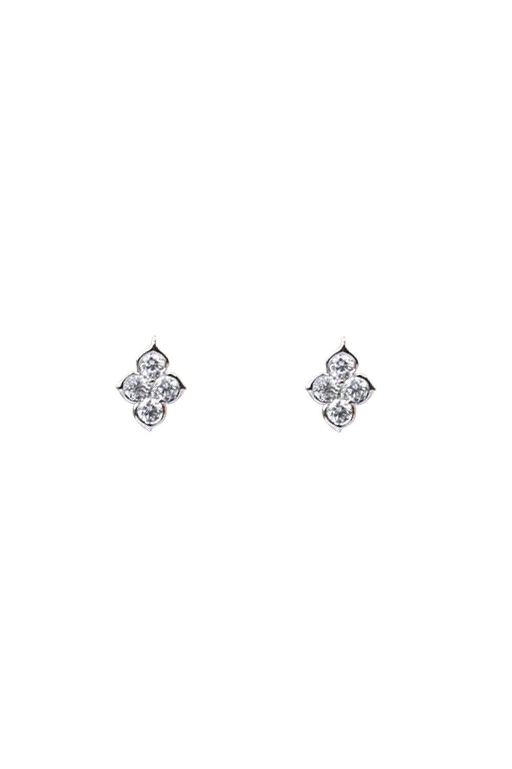 Cluster Diamond Stud Earrings-WHITE GOLD-JEWELRYFINE JEWELEARRING-PIRANESI