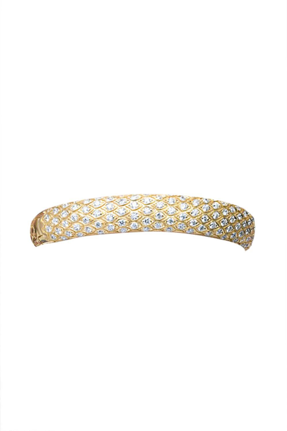 Diamond Snake Bangle Bracelet-YELLOW GOLD-JEWELRYFINE JEWELBRACELET O-PIRANESI