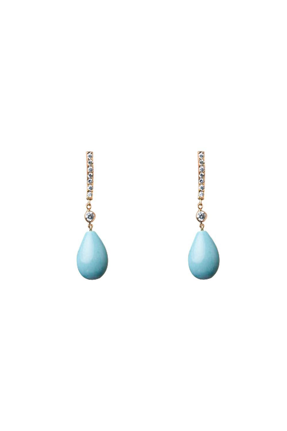 Turquoise Drop Earrings-YELLOW GOLD-JEWELRYFINE JEWELEARRING-PIRANESI