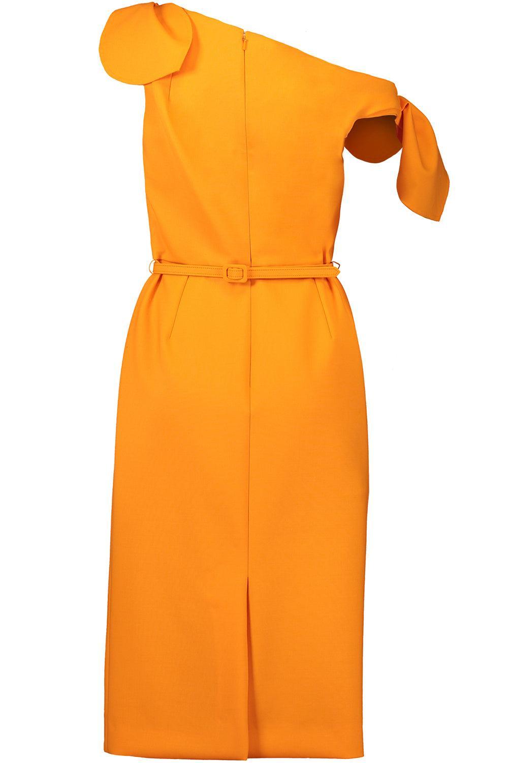 Drape Neck Detail Slit Dress-CLEMENTN-4-CLOTHINGDRESSCASUAL-OSCAR DE LA RENTA