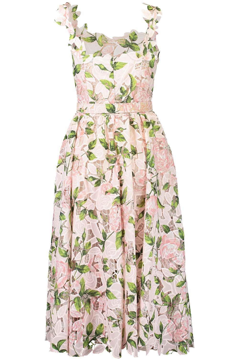 Sleeveless Garden Rose Dress-PINK/BLUSH-4-CLOTHINGDRESSCASUAL-OSCAR DE LA RENTA
