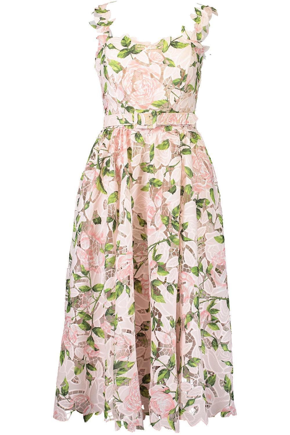 Sleeveless Garden Rose Dress-PINK/BLUSH-4-CLOTHINGDRESSCASUAL-OSCAR DE LA RENTA