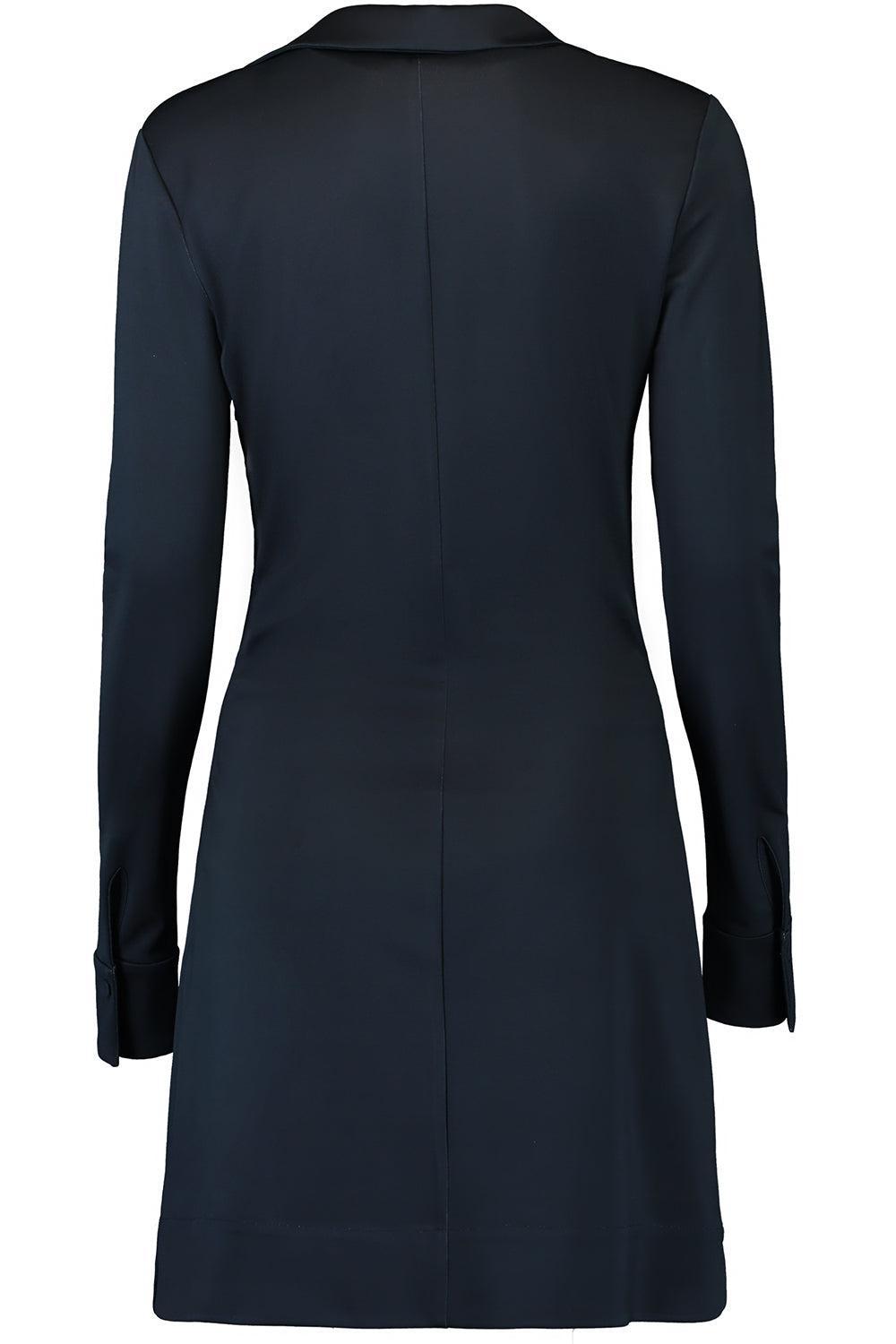 Long Sleeve Roses Milano Dress-WHT/DKNV-2-CLOTHINGDRESSCASUAL-OSCAR DE LA RENTA