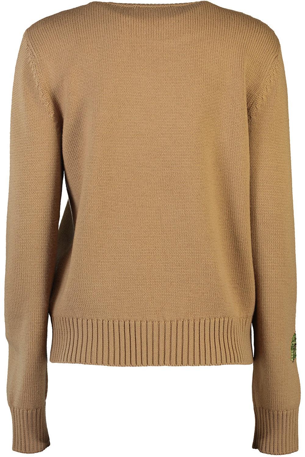 Long Sleeve Rose Embroidered Pullover-WALNUT-XS-CLOTHINGTOPKNITS-OSCAR DE LA RENTA