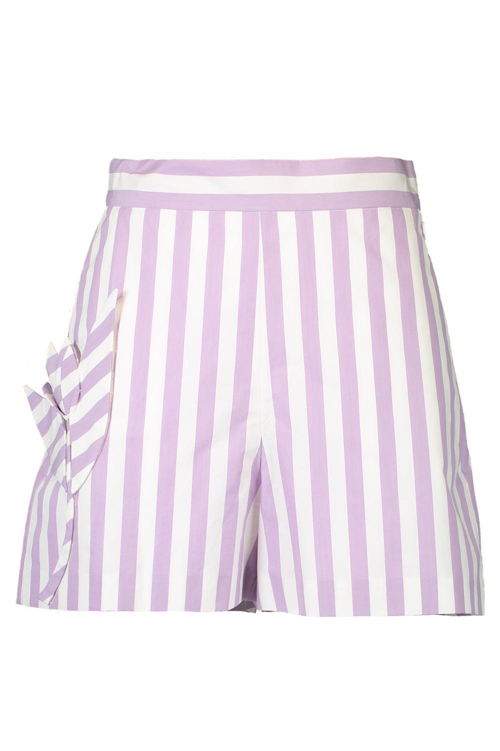 Striped Cut Out Short-THSTLWHT-2-CLOTHINGPANTSHORT-OSCAR DE LA RENTA