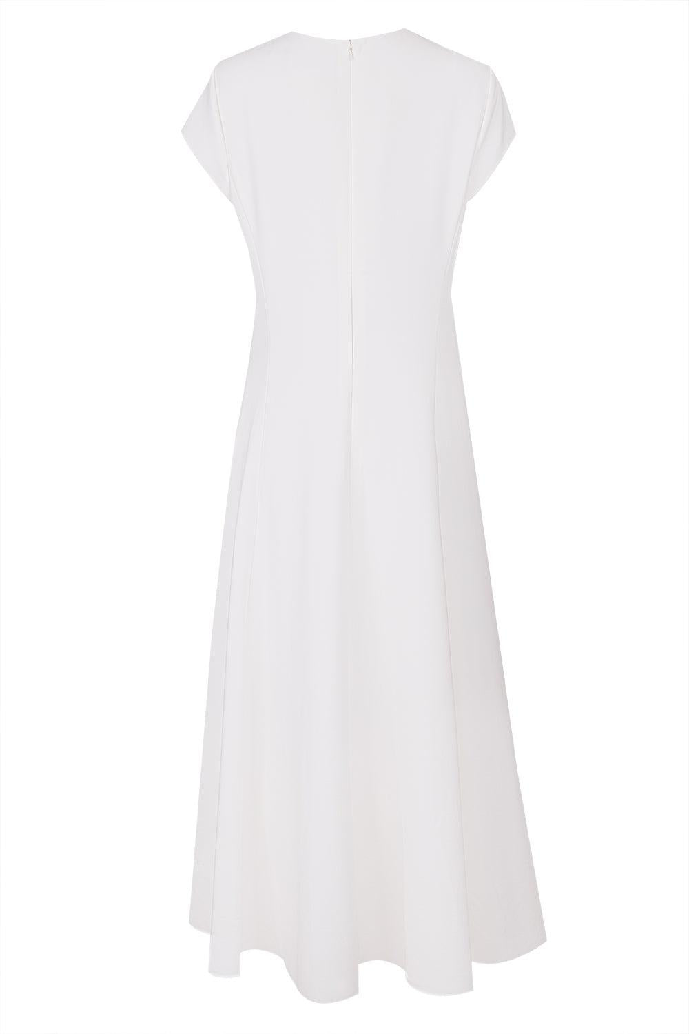 Short Sleeve Floral Cut Out Dress-IVORY-12-CLOTHINGDRESSCASUAL-OSCAR DE LA RENTA