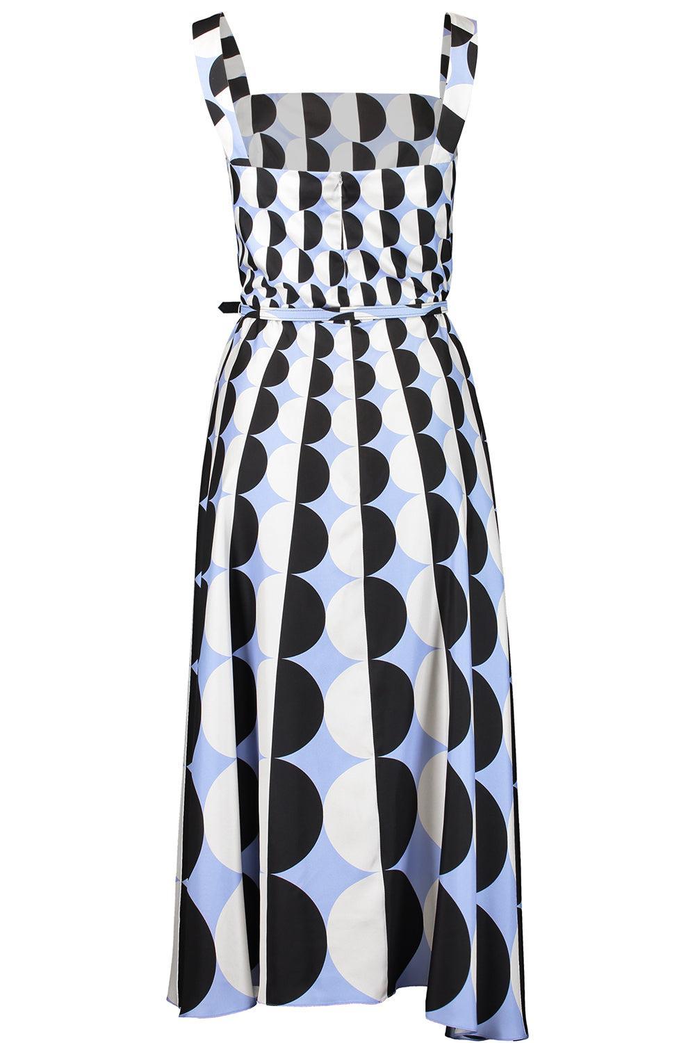 Sleeveless Square Neck Geo Dress-BLK/BLUE-4-CLOTHINGDRESSCASUAL-OSCAR DE LA RENTA