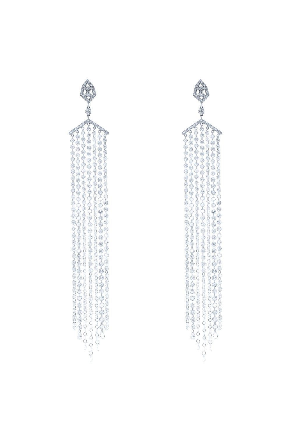 Waterfall Diamond Earrings-WHITE GOLD-JEWELRYFINE JEWELEARRING-COOMI