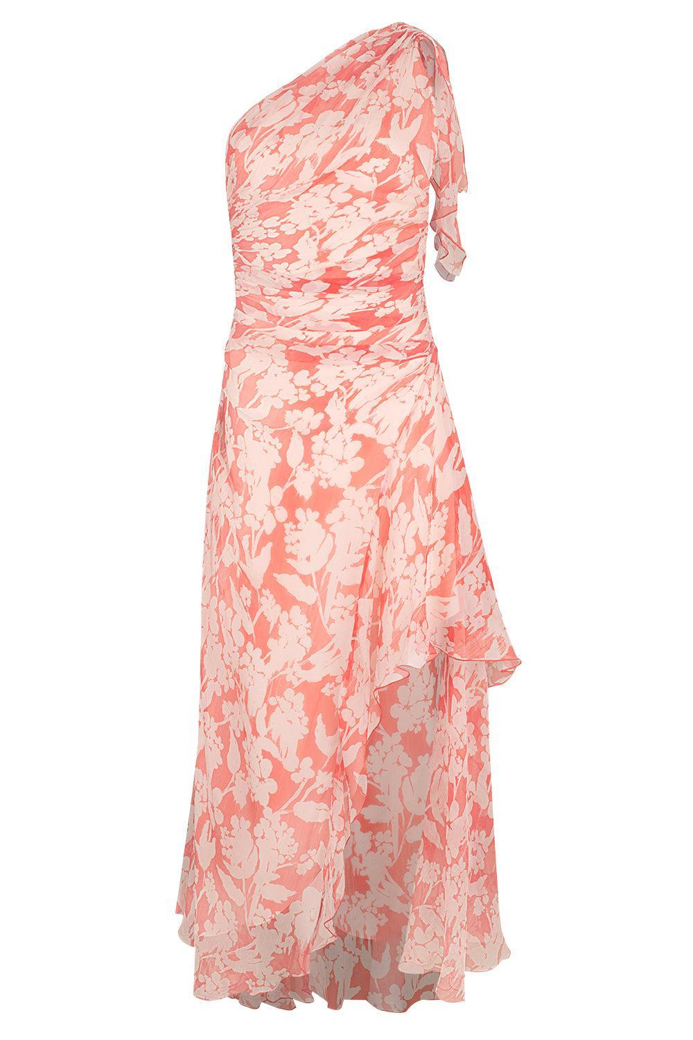 One Shoulder Draped Dress-CHILBLSH-2-CLOTHINGDRESSCASUAL-VICTORIA BECKHAM