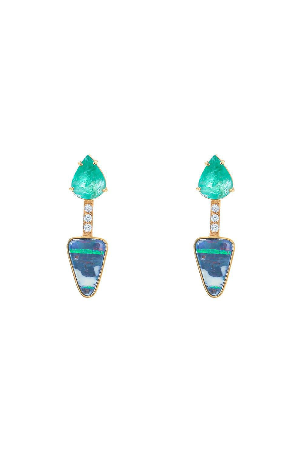 Yellow Opal Emerald Earrings-YELLOW GOLD-JEWELRYFINE JEWELEARRING-DENISE CASSOU