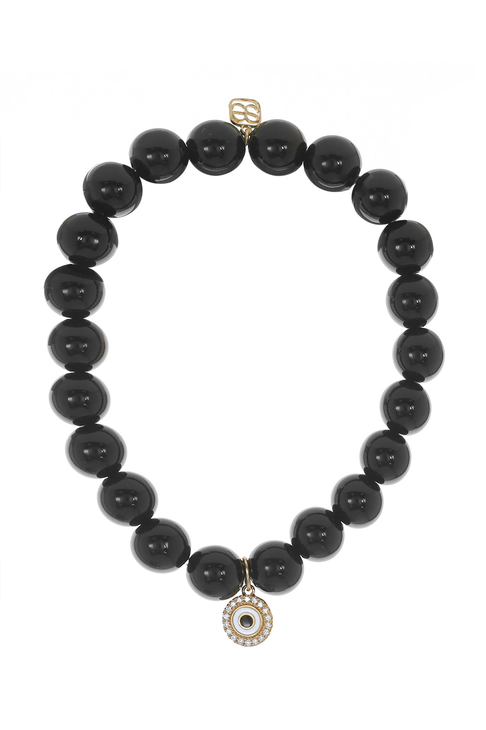 Small Evil Eye Onyx Charm Bracelet-YELLOW GOLD-JEWELRYFINE JEWELBRACELET O-SYDNEY EVAN