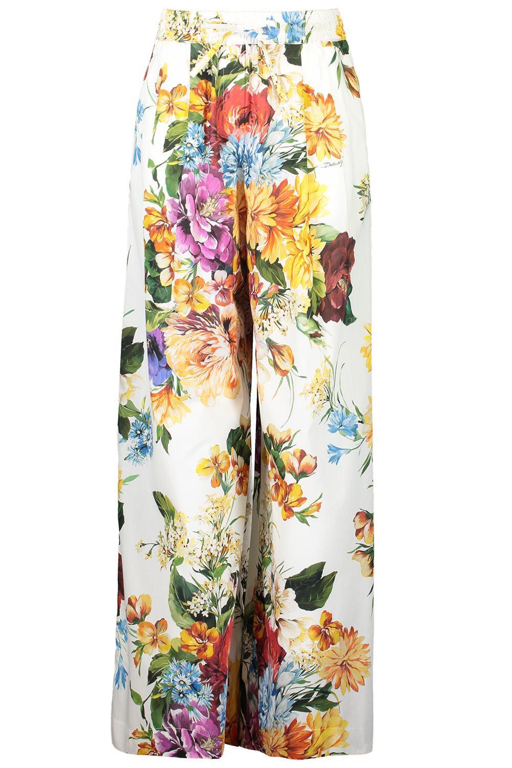 Poplin Wide Leg Pant-WHTFLWRS-36-CLOTHINGPANTWIDE LEG-DOLCE & GABBANA