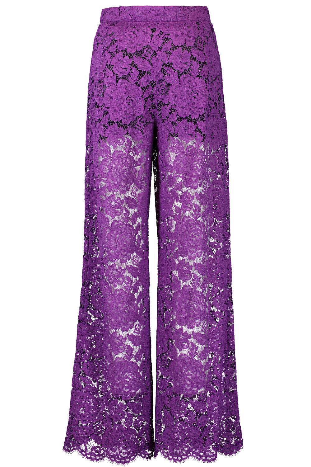 Flare Floral Logo Lace Pants-VIOLA-42-CLOTHINGPANTWIDE LEG-DOLCE & GABBANA