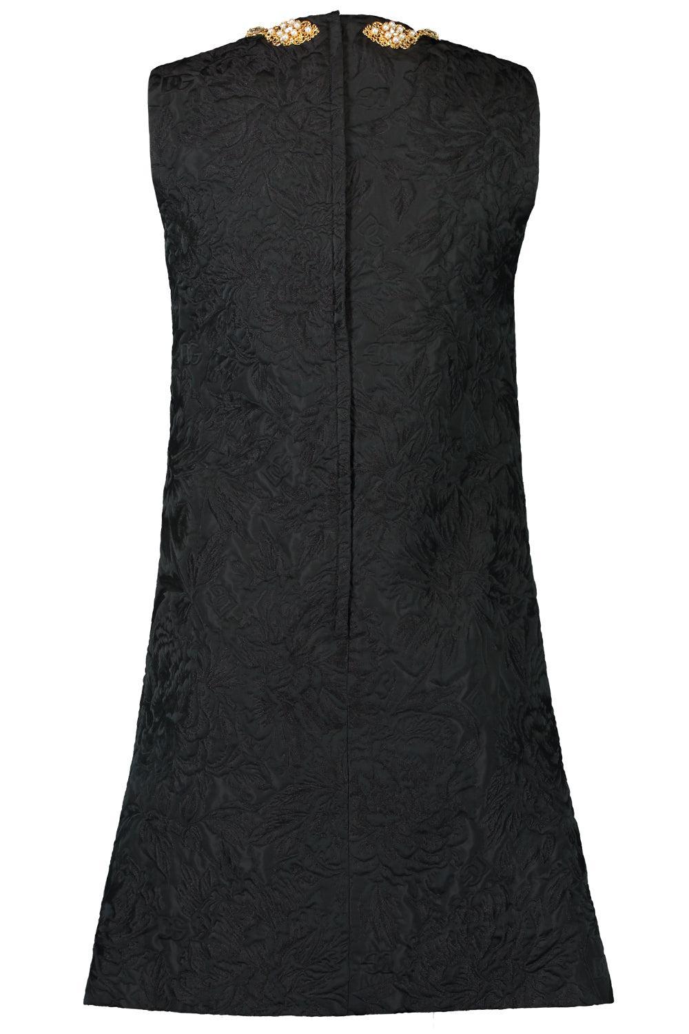 Floral Short Dress-BLACK-42-CLOTHINGDRESSCOCKTAIL-DOLCE & GABBANA
