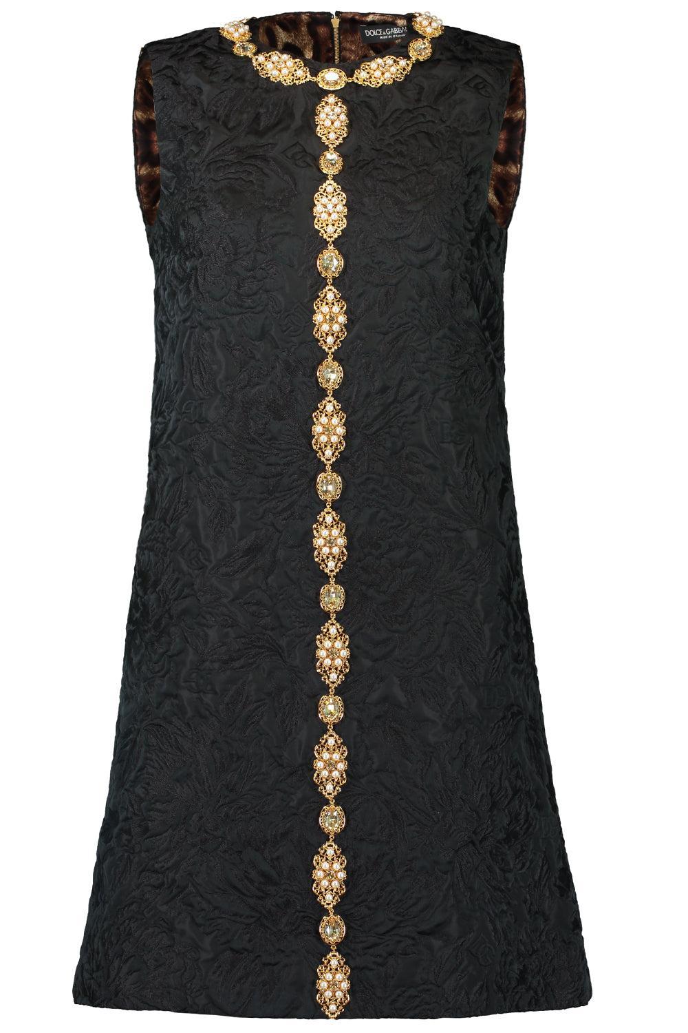 Floral Short Dress-BLACK-42-CLOTHINGDRESSCOCKTAIL-DOLCE & GABBANA